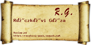 Ráczkövi Géza névjegykártya